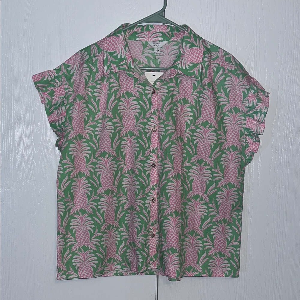 Crown & Ivy Pink Pineapple Blouse